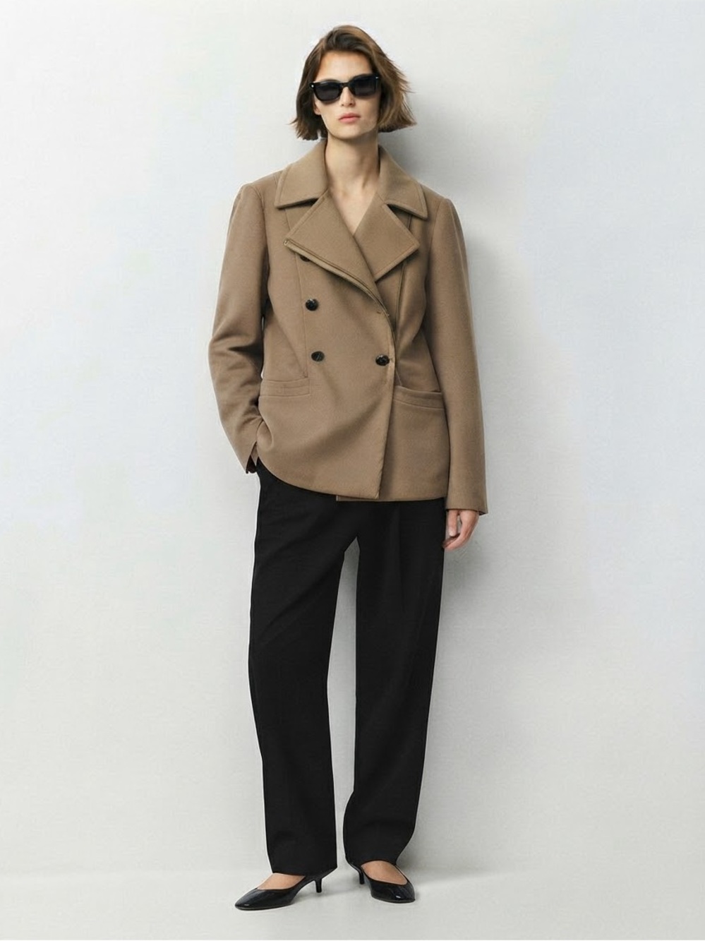 Just Cavalli Y2K Military Style Wool Peacoat Jacket IT 44 US 6/8 Tan Brown